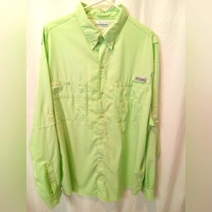 Columbia Lightweight Fishing Jacket Long Sleeve Button Cool Light Reflecting